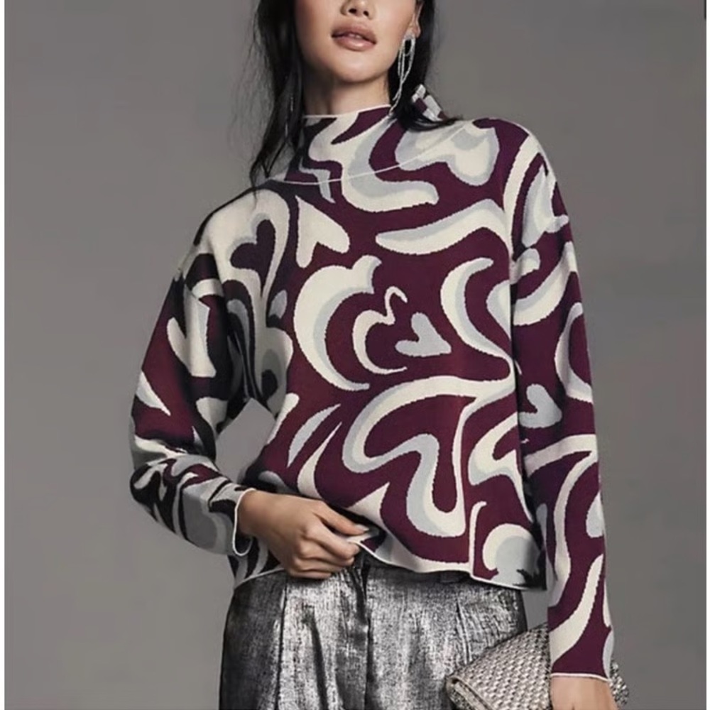 Carys Mock Neck Sweater by Maeve size Medium